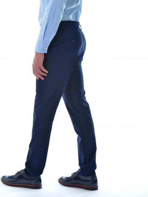 Мъжки тъмно син структурен втален панталон с 5 джоба