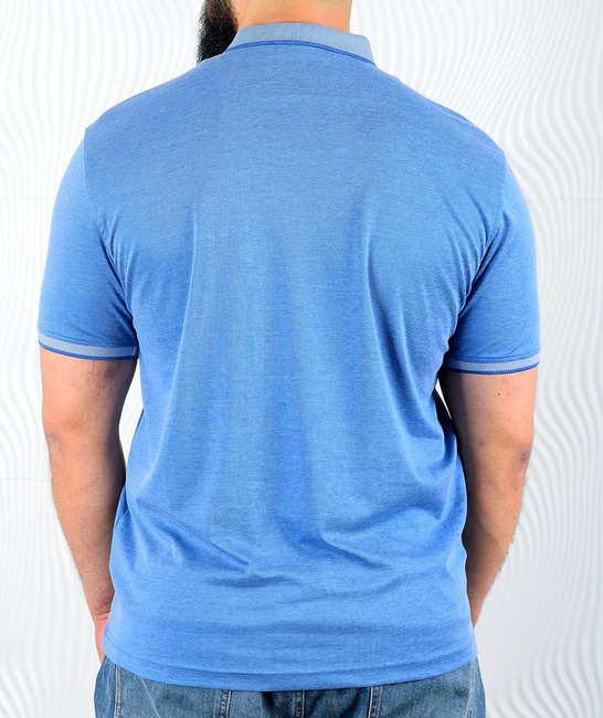Мъжка поло тениска цвят син голям размер
