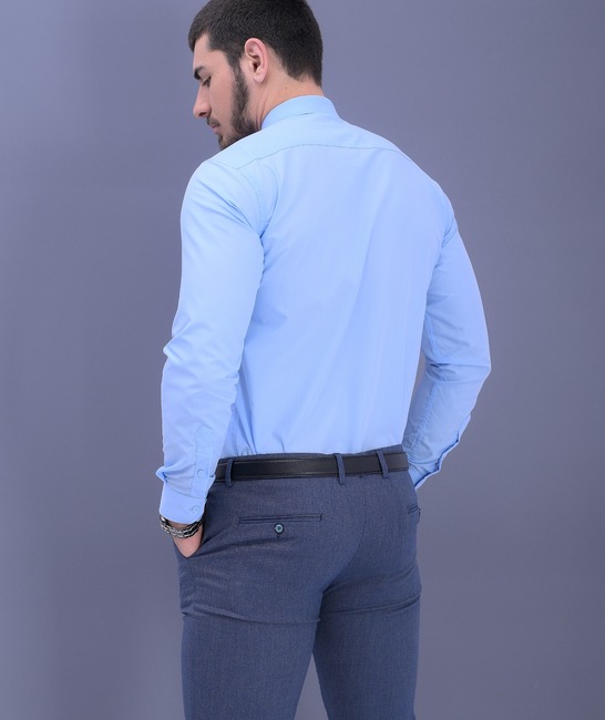 Луксозна официална мъжка риза в светло син цвят