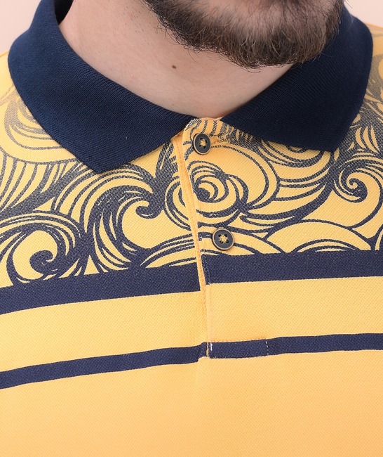 Мъжка бейсик поло тениска с яка в жълто 