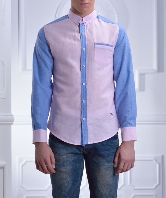 Мъжка памучна розова риза