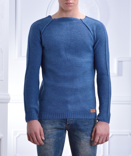 Мъжки син пуловер