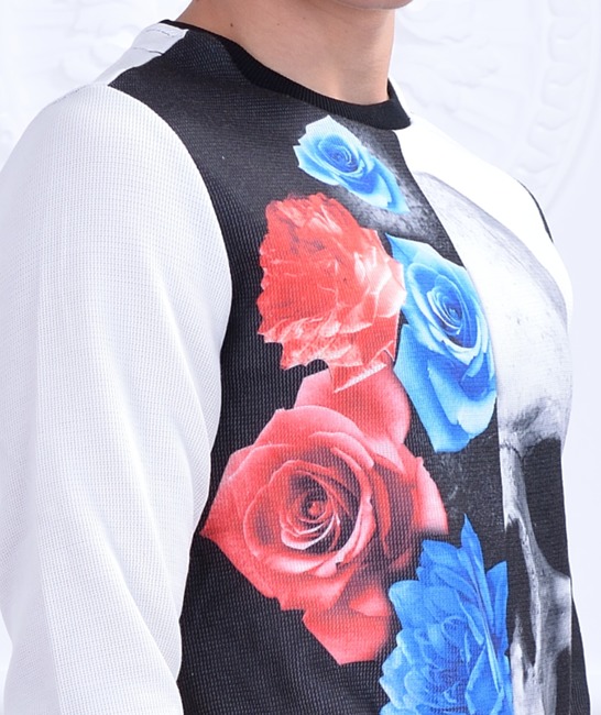 Мъжка блуза с череп и цветя