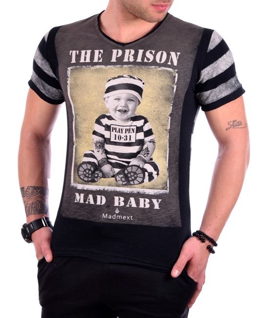 Мъжка черна тениска Mad Baby