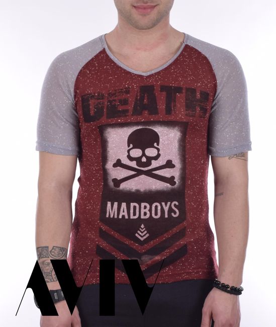 Мъжка тениска с череп Madboys Red