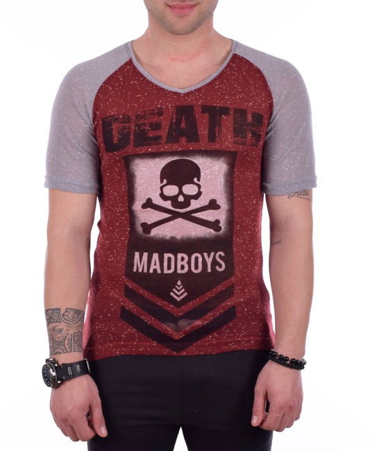 Мъжка тениска с череп Madboys Red