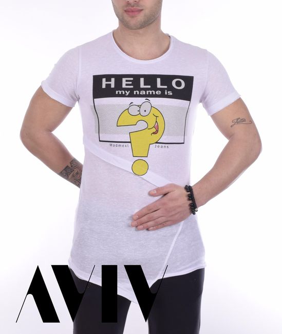 Мъжка бяла тениска Hello