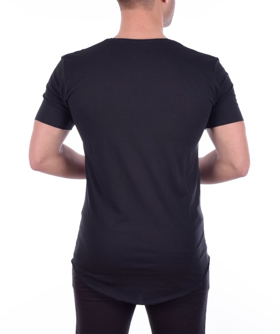 Мъжка черна тениска на сиви точки