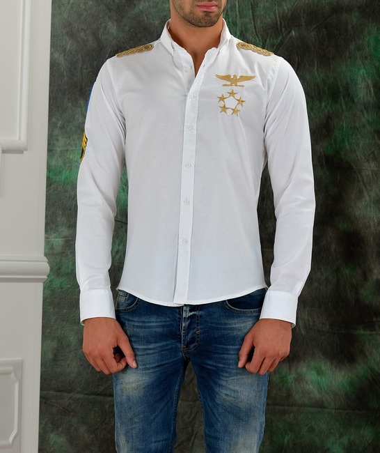 Мъжка бяла военна риза Т057