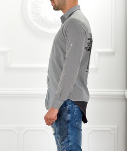 Мъжка риза на черно и бяло райе ENS