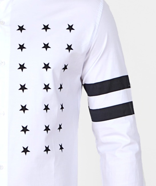 Мъжка бяла риза със звезди