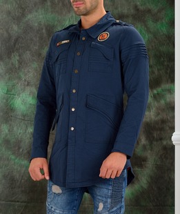 Мъжко дълго Сафари яке синьо