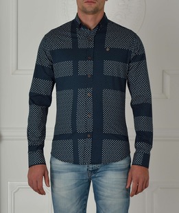 Мъжка синя риза на бели точки ENS