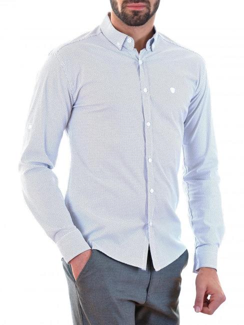 Мъжка бяла риза на малки тъмно сини ромбоиди