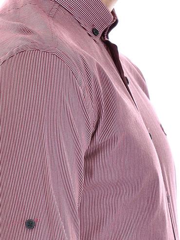 Мъжка тъмно червена риза на бели вертикални ленти