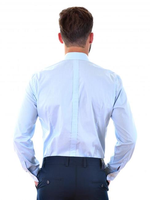 Мъжка светло синя риза с парче прикриващо копчетата