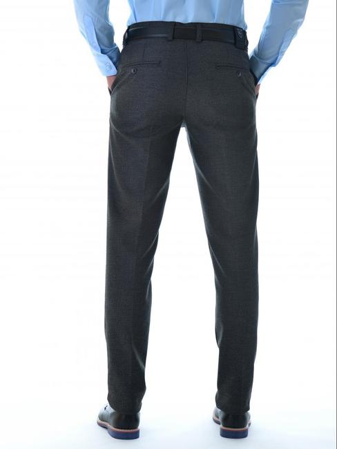 Мъжки втален черен структурен панталон с 5 джоба