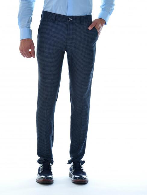 Мъжки черен втален панталон на сини точки с 5 джоба