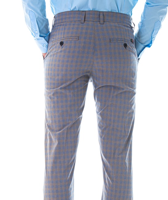 Мъжки светло син втален панталон каре
