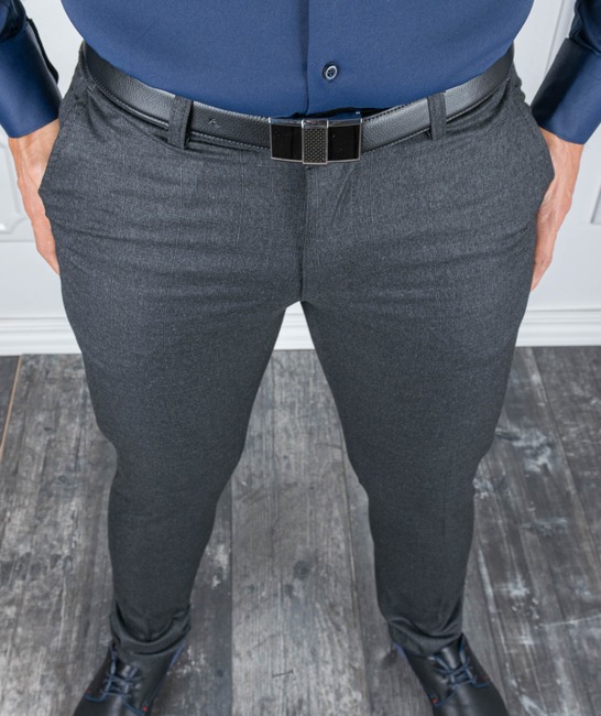 Мъжки тъмно сив кариран панталон