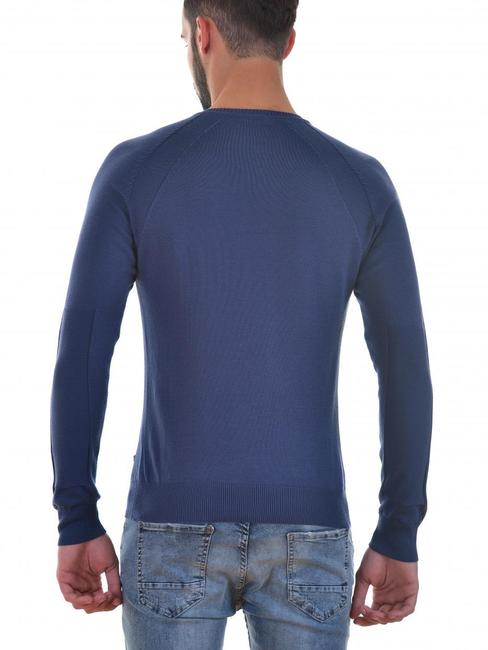 Мъжки син пуловер с вертикални елементи