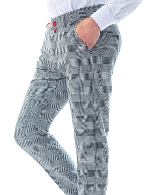 Мъжки светло сив кариран панталон