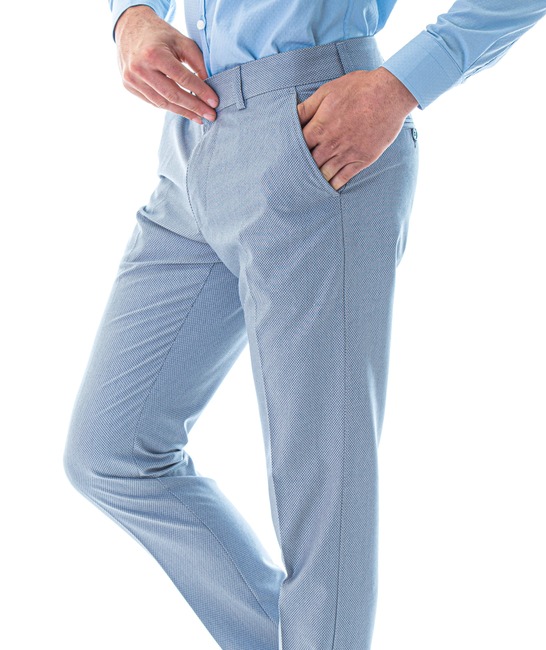 Мъжки светло сив структурен панталон с 5 джоба