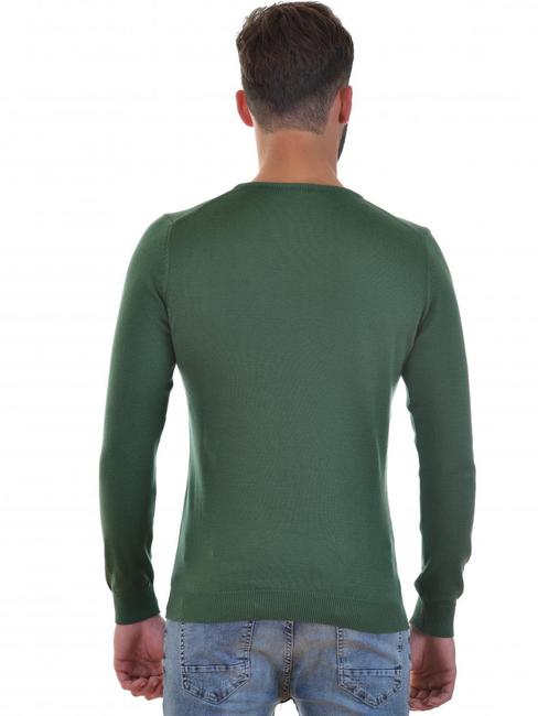 Мъжки зелен пуловер с цип отстрани