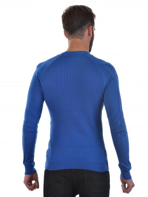 Мъжки син пуловер Slim Fit с ципове