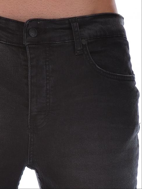 Мъжки черни дънки с 5 джоба слим фит D49