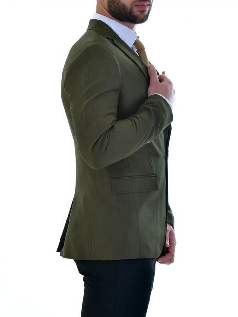 Мъжко тъмно зелено вталено сако с едно копче