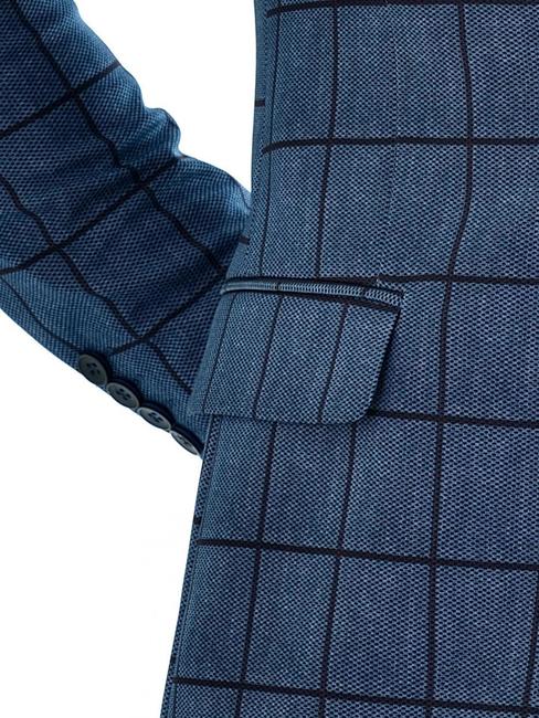 Мъжко тъмно синьо карирано вталено сако