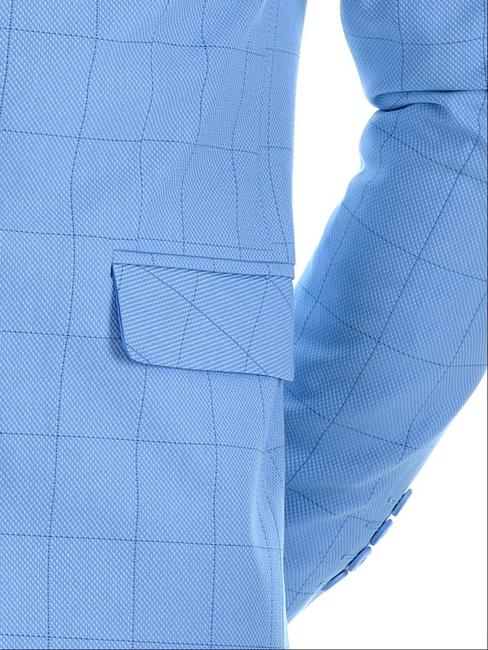 Мъжко светло синьо карирано вталено сако
