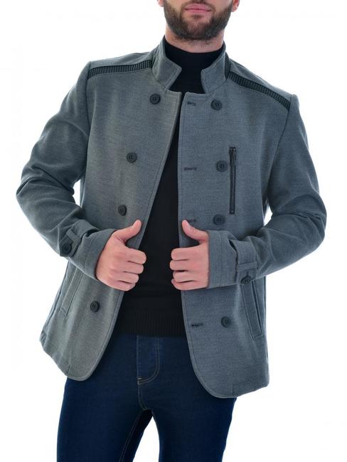 Мъжко късо сиво палто двуредово
