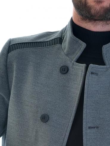 Мъжко късо сиво палто двуредово