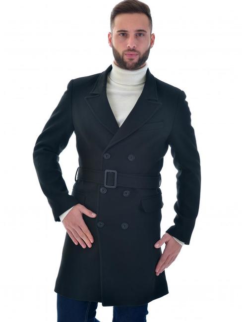 Мъжко палто средна дължина черно
