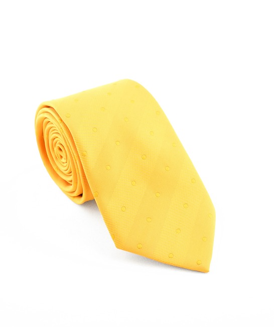 Мъжка жълта вратовръзка на точки и ленти