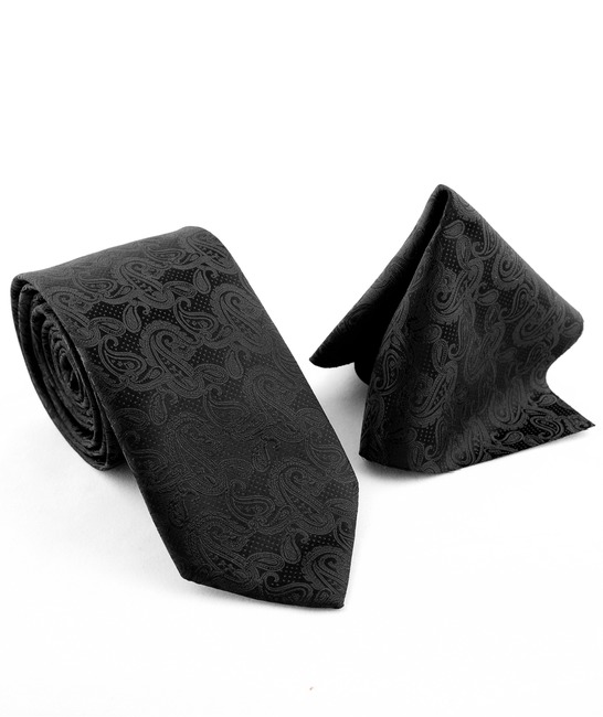 Мъжка черна вратовръзка с Swirls елементи