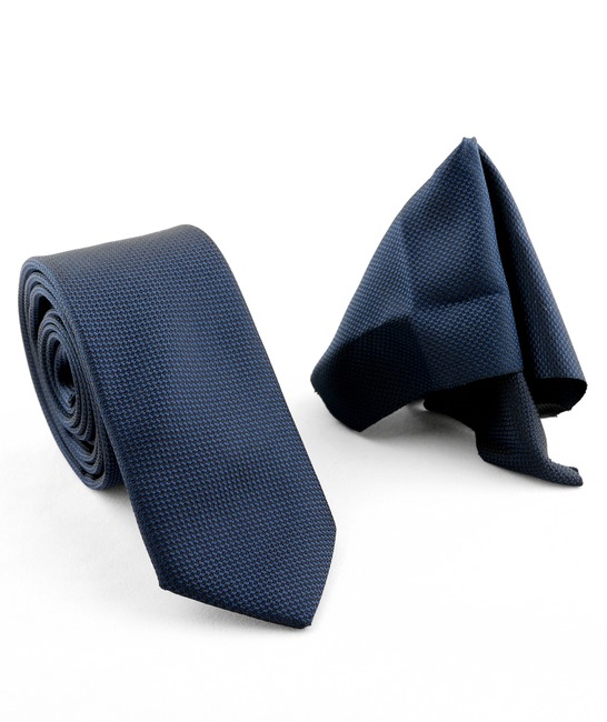 Мъжка тъмно синя струкутурна вратовръзка