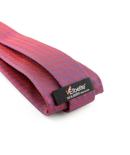 Мъжка лилава вратовръзка на квадратчета със сини ленти