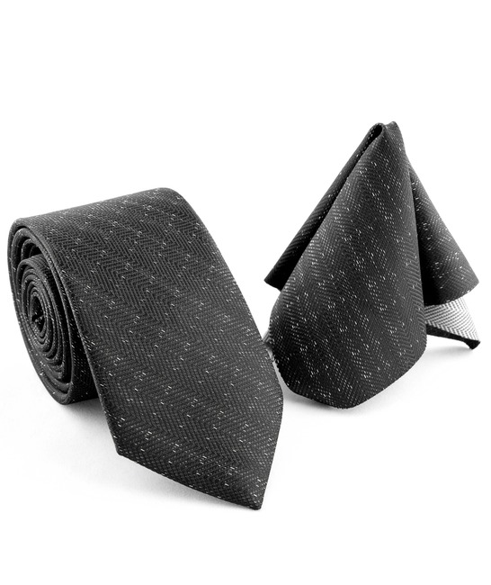 Мъжка черна вратовръзка на бели реснички