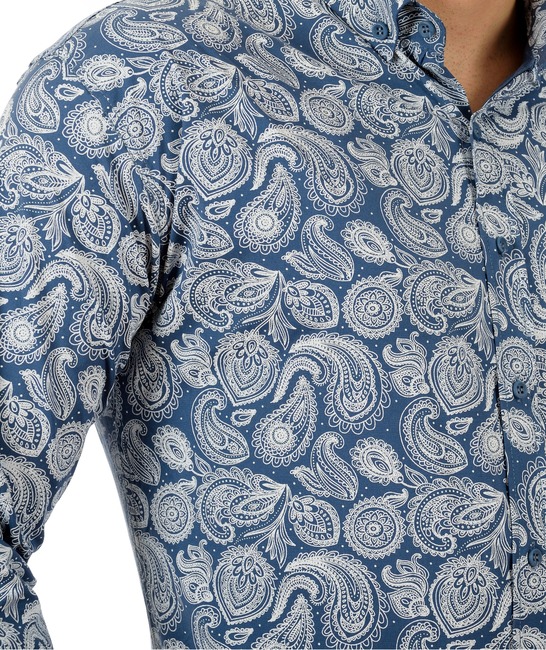 Мъжка синя риза с Swirls елементи