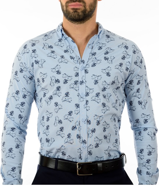 Мъжка синя риза на палмови листа