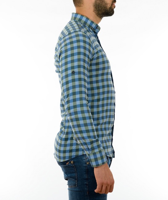 Мъжка синьо зелена карирана риза