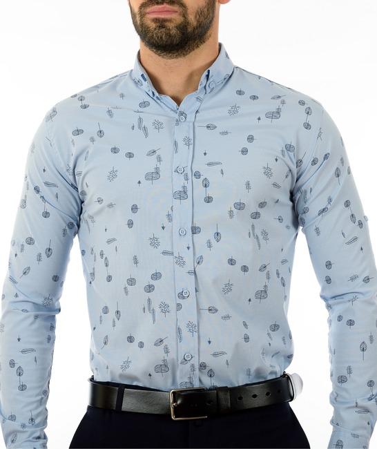 Мъжка синя риза на листа