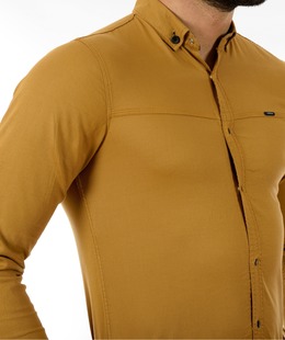 Мъжка изчистена риза цвят горчица 