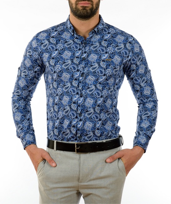 Мъжка синя риза на елементи