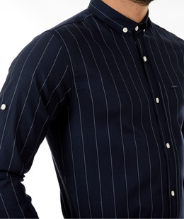 Мъжка синя риза на широки райета