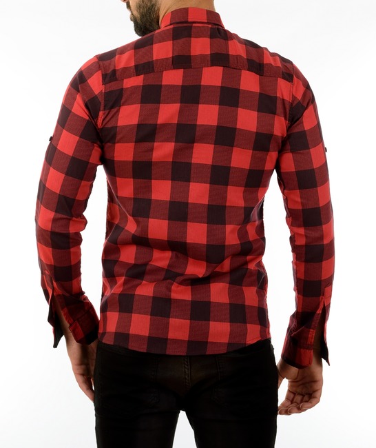 Червена мъжка риза на каре