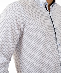 Мъжка официална бяла риза на точки в кръг